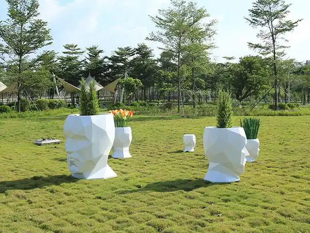 创意人头人脸艺术造型切面花盆设计效果图