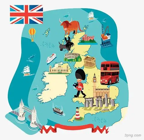 卡通英国地图png素材透明免抠图片卡通手绘