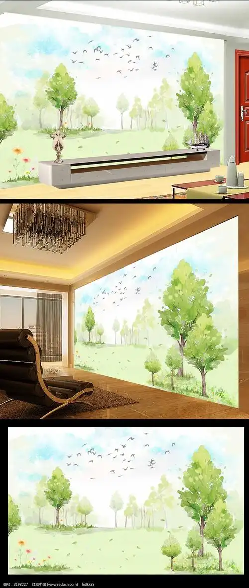 手绘大树插画_风景_红动手机版