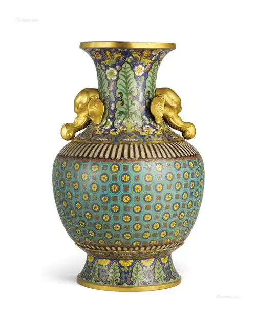 2903清乾隆御制掐丝珐琅蝶恋花万菊锦纹太平有象尊