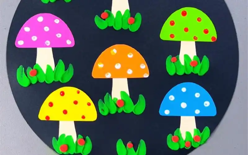 春天里的小蘑菇手工画