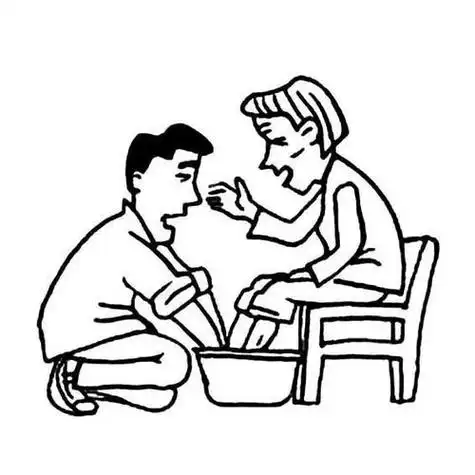 重阳节给老人洗脚老人简笔画(重阳节给老人洗脚简笔画手抄报) -【爱