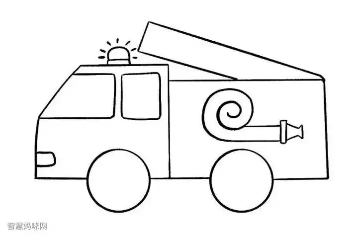 儿童消防车简笔画步骤