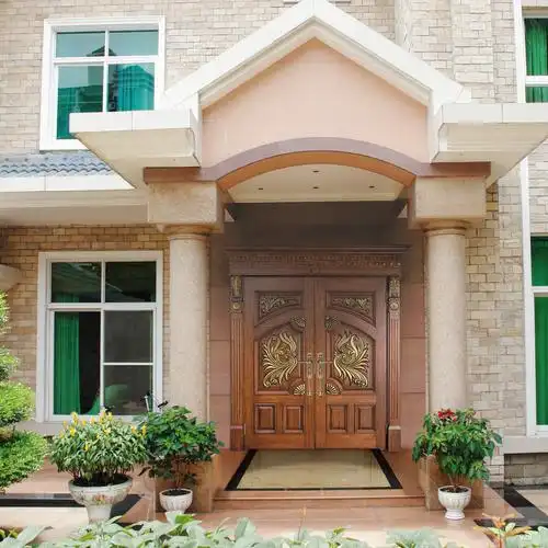 佛山木门工厂热销高档沙比利原木实木门豪华欧式雕花别墅门入户门