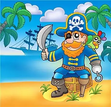 海盗,坐,胸部,船