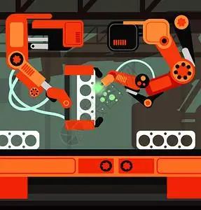 重工業重工业制造机械组装生产概念图插画