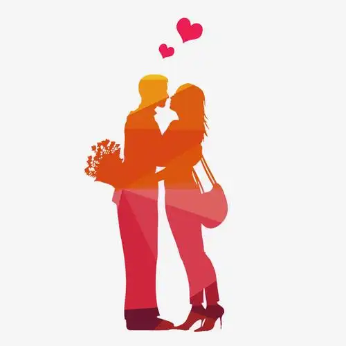 卡通情侣剪影免费下载