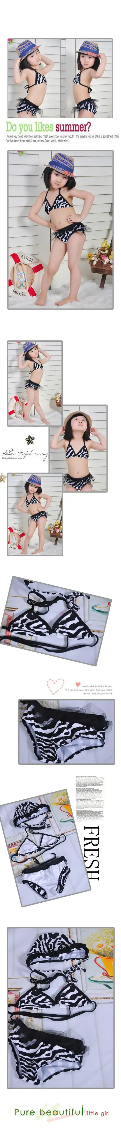 1件起批 y217时尚黑豹纹儿童比基尼泳衣 黑纱豹纹儿童泳衣