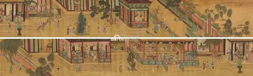 仇英款汉宫春晓图手卷设色绢本