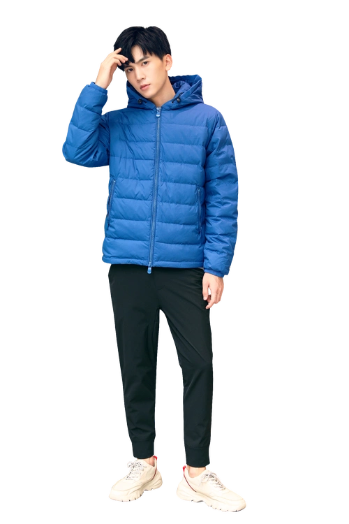 冬装蓝色羽绒服男帅气时尚男模特男生