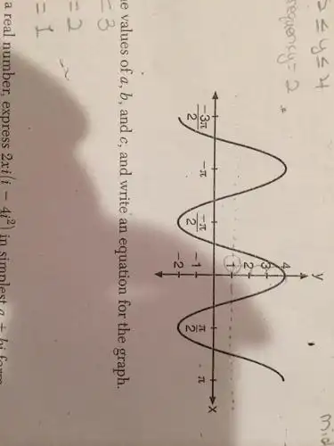 数学学霸求助!通过这个图标得知它的cos公式是不是y=3cos(2x) 1