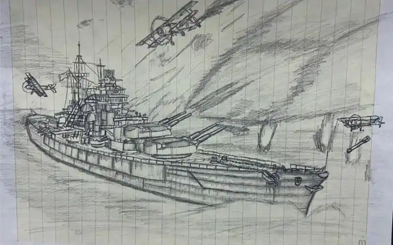 初学画渣画的一些老式军舰之类的.(bug重发)