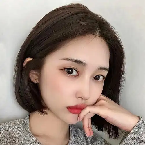 波波头假发女短发真发全真人发旗舰店短发圆脸中分逼真自然全头套