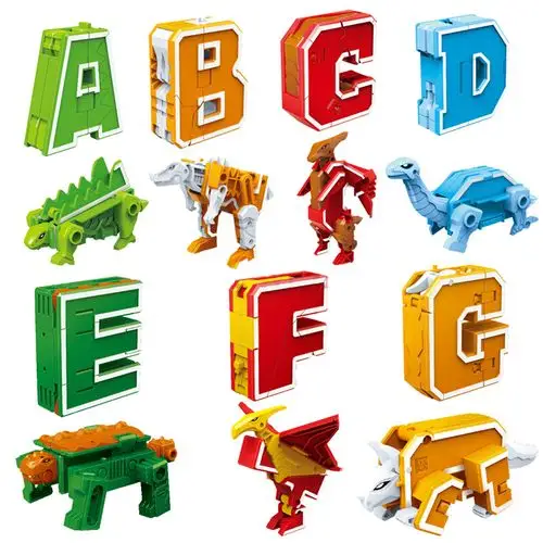 26英文字母数字变形玩具金刚战队恐龙变身机器人0-9变型组合体abc