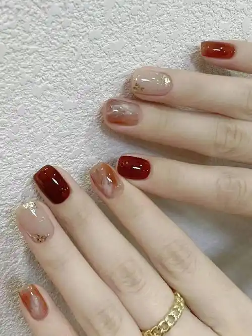 都是秋冬美甲款,忒显白!_长衫_黄色_落叶