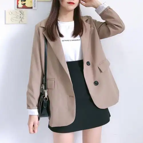 瘦小个子145小码西装女150网红卡其色小西服短款休闲外套xs码秋冬