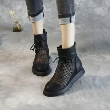 珂卡芙(kekafu)夏天网纱网靴马丁靴夏季薄款女夏镂空透气凉靴网面短靴