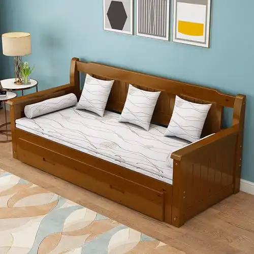 木沙发床双人两用1.5实木米伸缩坐卧两用1.8多功能推拉1.2米松木