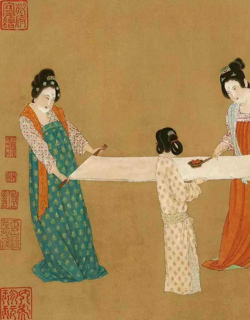 每天认识一幅世界名画-捣练图. 名称:捣练图 创作者:张萱 - 抖音