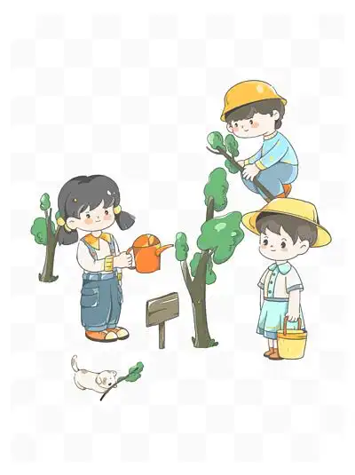 植树节卡通人物植树 i>活 /i> i>动 /i>