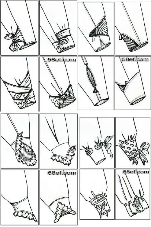 衣袖也有各种各样的款式和图案,是一件衣服上的细节部分.