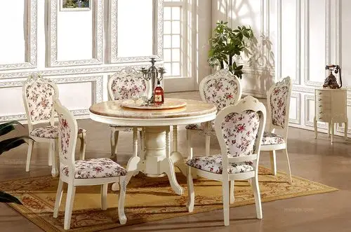 【圣欧顿】韩式田园 天然大理石桌面圆餐桌 餐台(包含大理石) sod-jfd