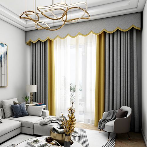 2021流行新款隔音窗帘北欧简约客厅轻奢风卧室遮光防晒免打孔安装