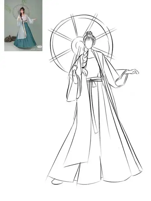 古风汉服人物小姐姐人体动态速写练习22