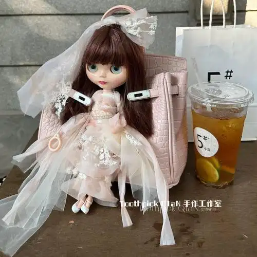 q1an 小众恶搞暗黑铂金《婚嫁》 芭比小布包包纯手作娃娃包婚包