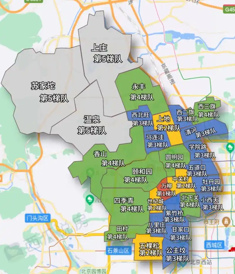 99北京海淀各板块梯队排名99 97第1梯队:万柳 97第2梯队