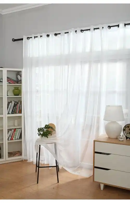 厂家直销客厅卧室成品定制窗帘纱帘 公主风纯色透明纱帘