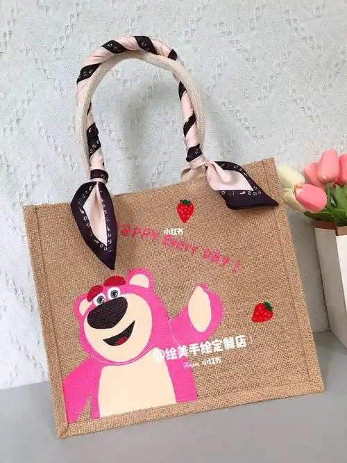 无印良品包包改造草莓熊diy手绘