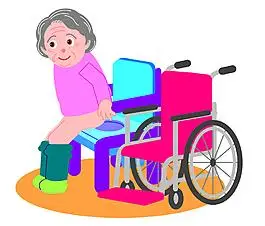 卡通老人坐轮椅eps