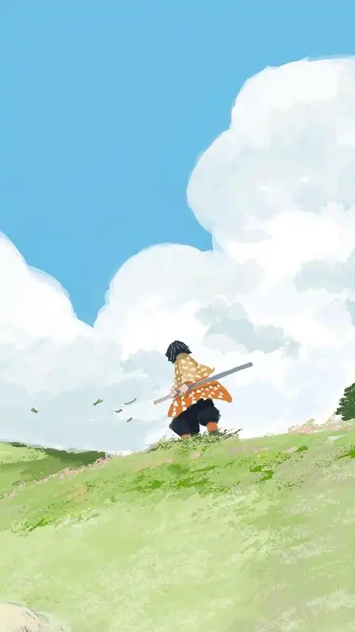 鬼灭之刃系列人气角色背影手绘插画,高清图片,手机锁屏桌面