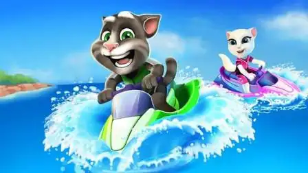 汤姆猫的摩托艇 汤姆安吉拉水上比赛 亲子益智游戏