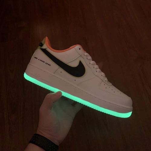 新款af1空军一号电竞白橙夜光板鞋男款低帮aj女鞋加厚防水鞋子男 夜光