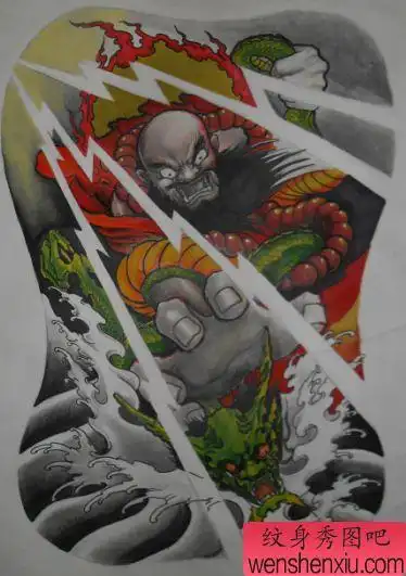 满背纹身图案满背降龙罗汉纹身图案纹身图片