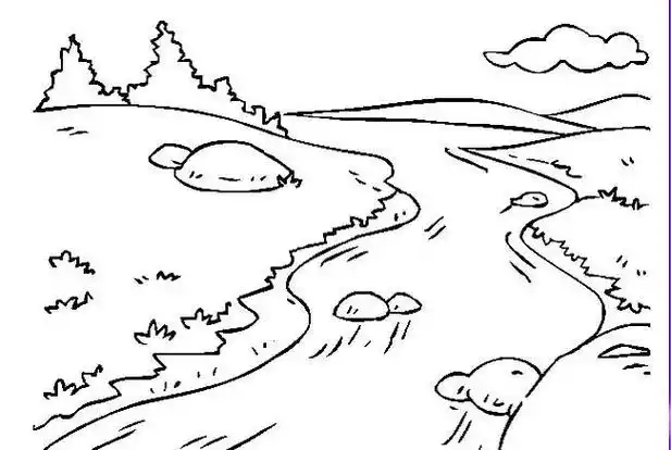 小河夜景简笔画 简笔画图片大全-蒲城教育文学网