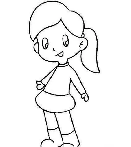 长发小女孩简笔画步骤图解教程黑色简笔画女学生图标马尾辫女孩简笔画