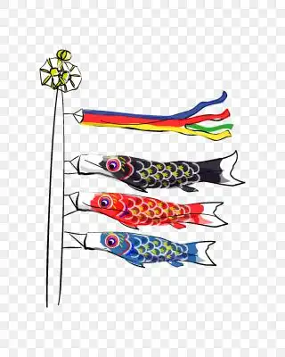 手绘风日式三色鲤鱼旗