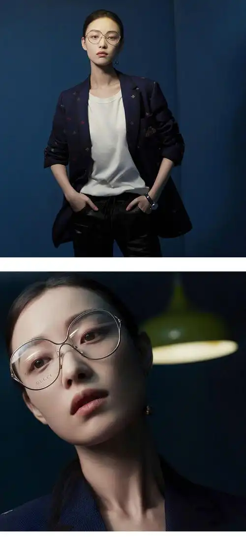 gucci/古驰 倪妮明星同款女士光学镜架 gg0254oa 001 54mm 金色镜框