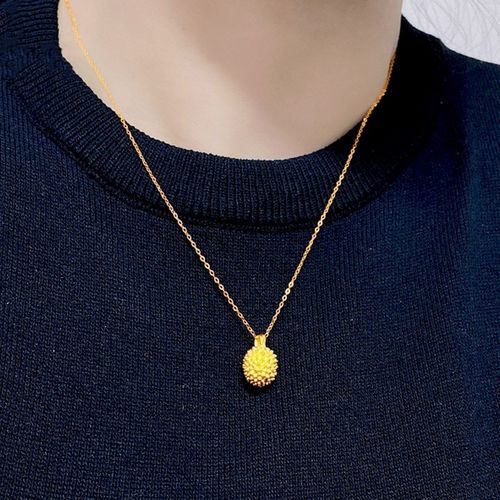 老凤凰黄金榴莲项链女999足金水果吊坠流连忘返锁骨链轻奢感首饰品