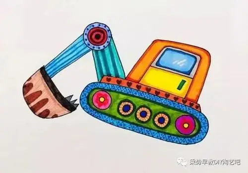 创意画之开着挖掘机去挖宝_儿童画教学_零二七艺考