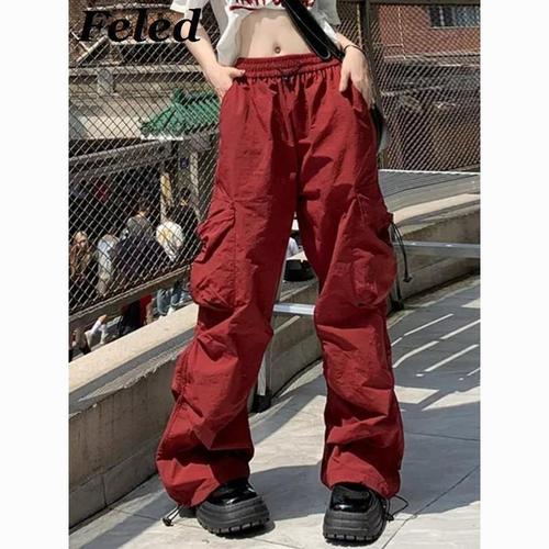 飞拉丹顿美式辣妹工装裤女夏日多巴胺穿搭裤子潮牌宽松直筒工装裤