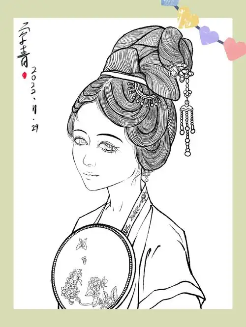 画了一个古代女生头像线稿