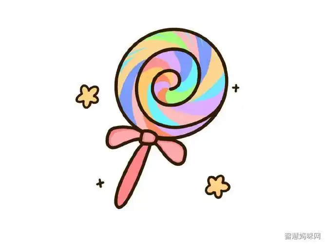 彩色糖果与女孩简笔画