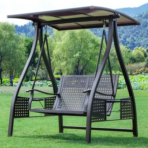 户外秋千吊椅露天阳台庭院成人摇椅室外花园别墅铸铝太阳能荡秋千