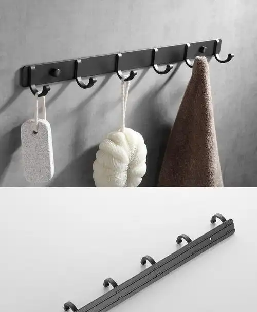 卫生间挂衣钩排钩衣服挂钩太空铝浴室厕所毛巾门后厨房挂钩免打孔豪华