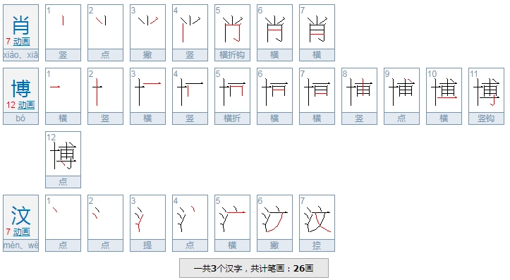 肖博汶一个有多少笔画