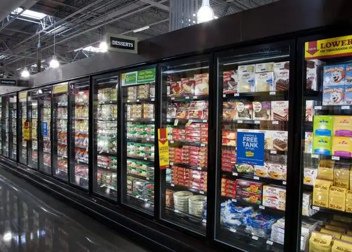 新设计超市冰淇淋展示柜冷冻肉鱼顶部滑动玻璃门组合岛冰箱 aht